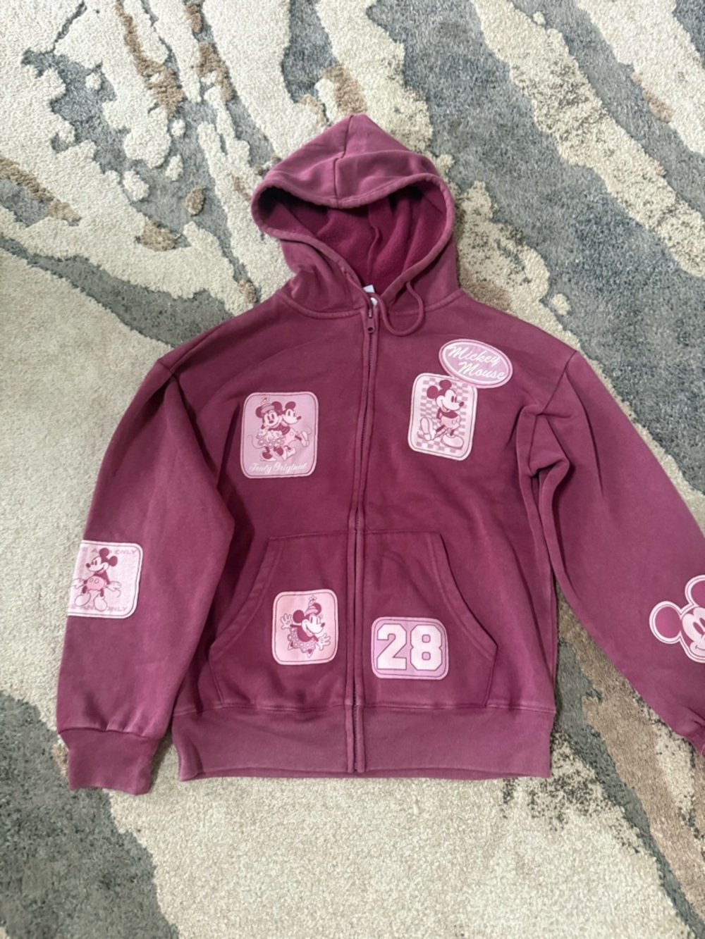 Disney Burgundy Women Zip-Up Hoodie Size Small NWOT